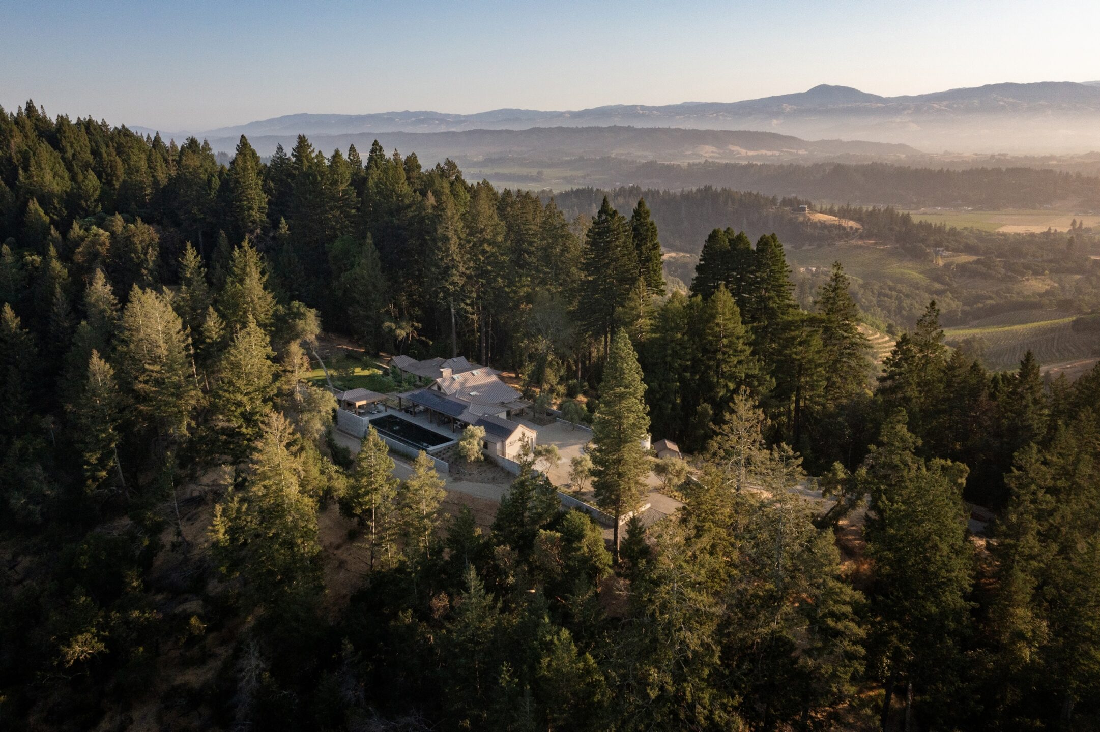 Jennifer-Robin-Interiors-California-Historic-Farmhouse-Healdsburg-Treehouse-Aerial-Shot